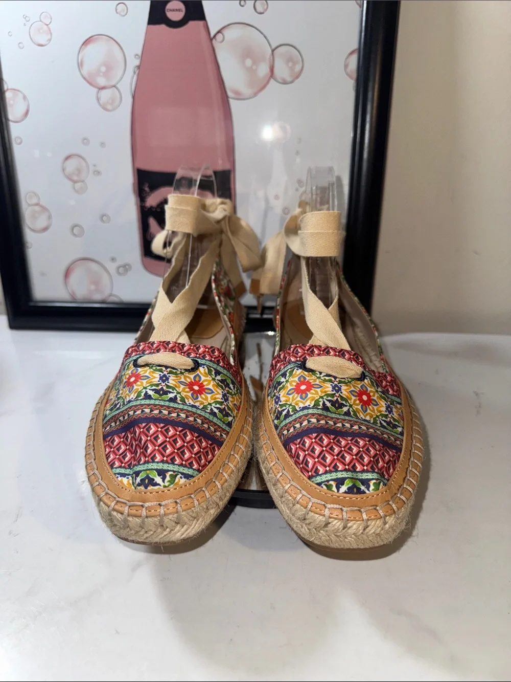 NWOT Antonio Melani Luluna Ankle Wrap Floral Multicolor Espadrille Flats Size 9M